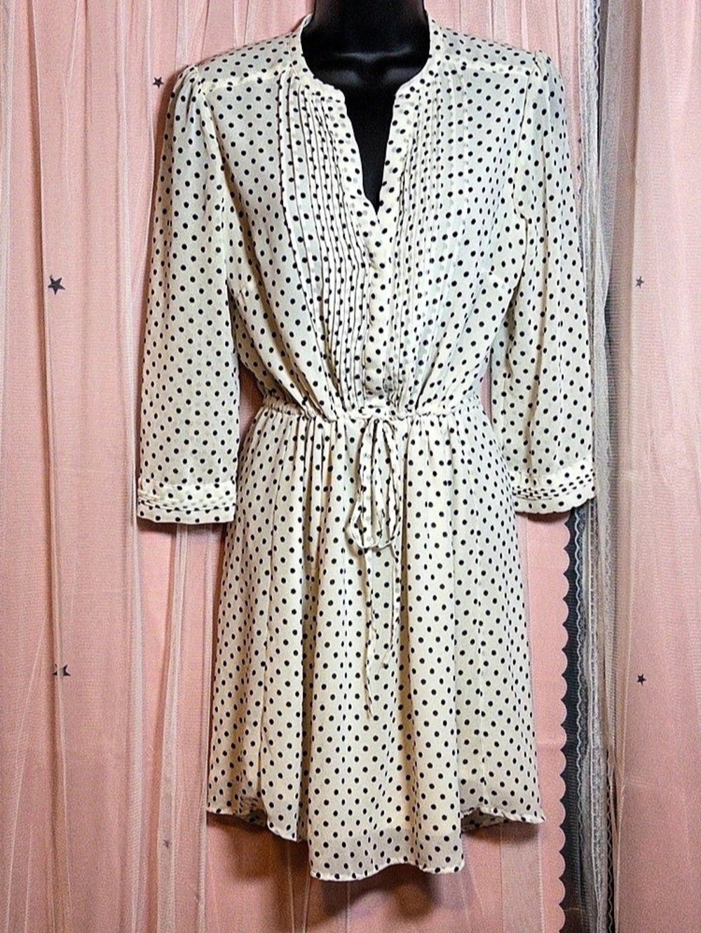 H&M Polka Dot Mini Dress in White & Black Size 8 Like New